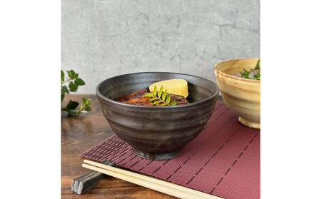 匠 －TAKUMI－　【信楽焼】たっぷり入るどんぶり鉢（黒釉）2個セット
