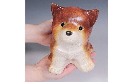 信楽焼 4号 柴犬 置物（火色） 陶器
