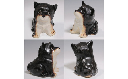 信楽焼 4号 柴犬 置物（黒色） 陶器