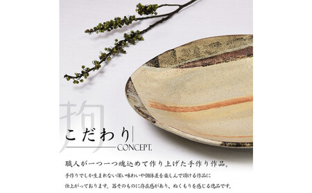 信楽焼 山逢いシリーズ たわみパスタ皿（大） 陶器 【夕暮れ】