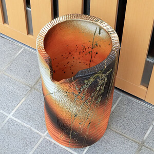 信楽焼 火色 傘立て