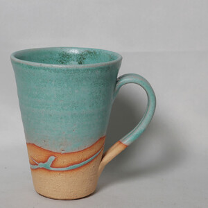 信楽焼 ビアジョッキ ソリ型マグカップ 400ml（湖岸）