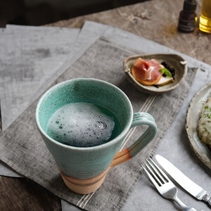 信楽焼 ビアジョッキ ソリ型マグカップ 630ml（湖岸）