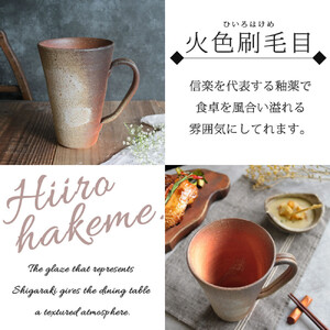 信楽焼 ビアジョッキ ソリ型マグカップ 630ml（火色刷毛目）