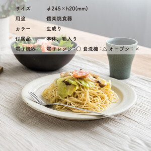 リムプレートL（生成り）s18-di13-A7【信楽焼・明山】