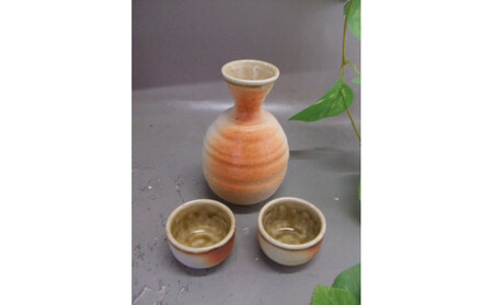【信楽焼】徳利＆ぐいのみ（緋色）　日本酒　nwu-026