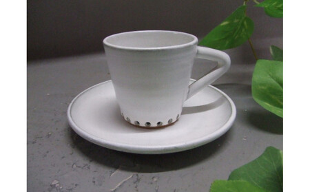 【信楽焼】白雲釉カップ＆ソーサー うつわ　nwu-031