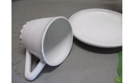 【信楽焼】白雲釉カップ＆ソーサー うつわ　nwu-031