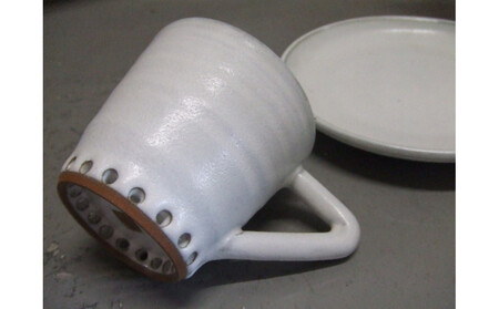 【信楽焼】白雲釉カップ＆ソーサー うつわ　nwu-031