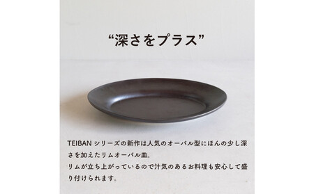 【信楽焼・明山】リムオーバル皿 L(とび茶)s18-di19-A3