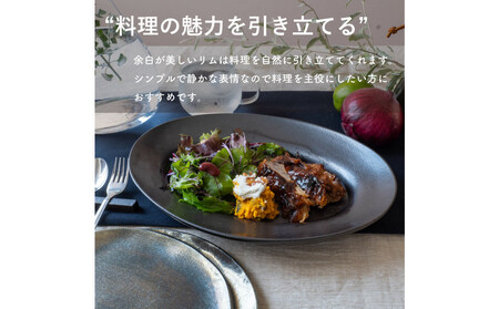 【信楽焼・明山】リムオーバル皿 L(とび茶)s18-di19-A3