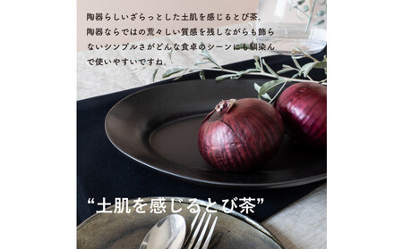 【信楽焼・明山】リムオーバル皿 L(とび茶)s18-di19-A3