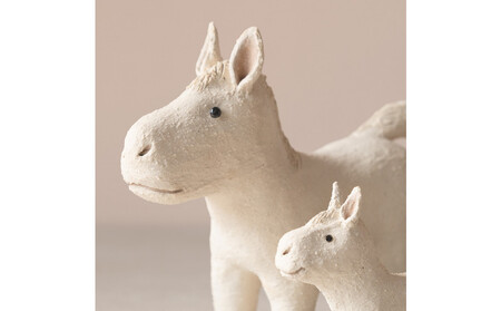 【信楽焼・明山】干支置物「迎春うま」親子セット eto26-01