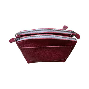革・ダブルポシェット ミニ［ワイン］