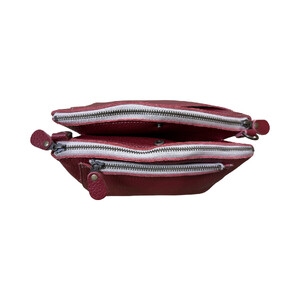 革・ダブルポシェット ミニ［ワイン］