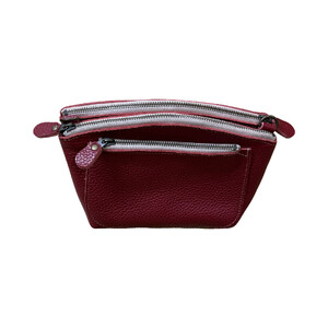 革・ダブルポシェット ミニ［ワイン］