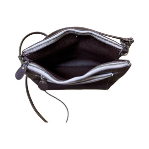 革・ダブルポシェット ラージ［チョコ］