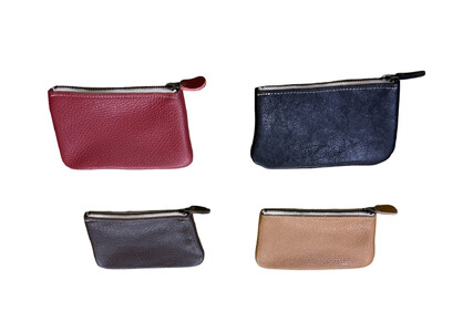 革・ファスナーポーチ ミニ［キャメル］