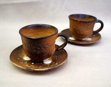 信楽焼 焼締捻り珈琲碗 ペアセット