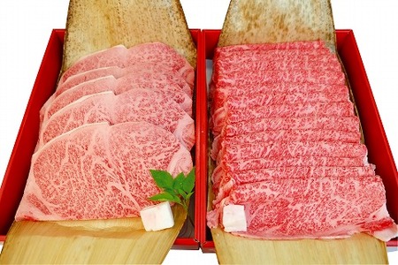 近江牛A5ランクロースすき焼・サーロインステーキセット