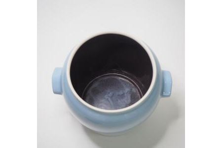 信楽焼　発酵壺　青色