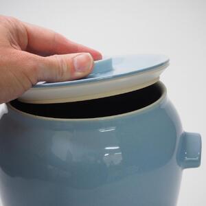 信楽焼　発酵壺　青色