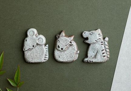 【信楽焼・明山】十二支の箸置き　eto22-11-12siset