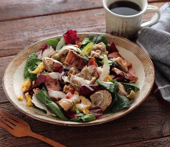 信楽焼　渕荒横彫だ円深皿(大)　