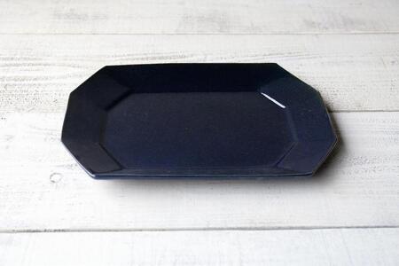 信楽焼　ルリ釉　八角プレート (大)【古谷製陶所】