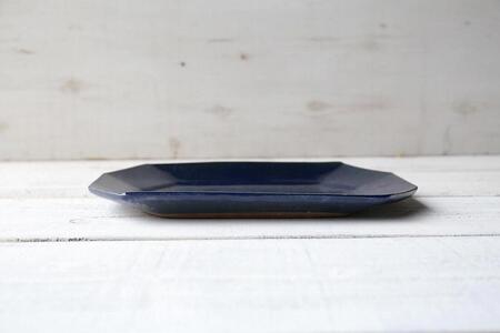 信楽焼　ルリ釉　八角プレート (大)【古谷製陶所】