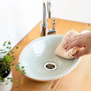 火色楕円手洗鉢(W30cm)washbowl-03　信楽焼・明山