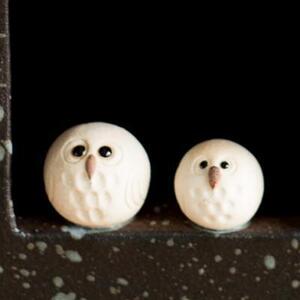 ペアふくろうスパタ正角傘立　B155-06　信楽焼・明山