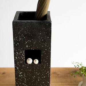 ペアふくろうスパタ正角傘立　B155-06　信楽焼・明山