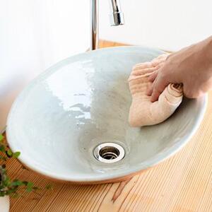 火色楕円手洗鉢(W40cm)washbowl-02　信楽焼・明山