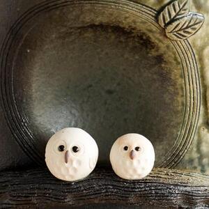 ビードロペアふくろう傘立　B155-01　信楽焼・明山