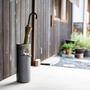 ビードロペアふくろう傘立　B155-01　信楽焼・明山