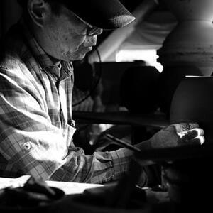 ビードロペアふくろう傘立　B155-01　信楽焼・明山