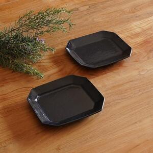 信楽焼 八角ケーキ皿　ルリ釉 2枚セット【古谷製陶所】