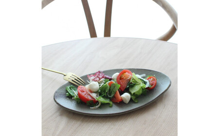 匠 －TAKUMI－ 【信楽焼】楕円プレート（グレー）２枚セット　mu-005