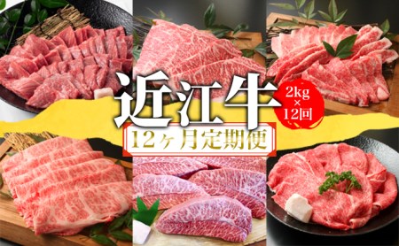 近江牛 総重量24kg 12か月定期便 近江牛2kgを12回お届け！[0153] | 定期便 近江牛すき焼 しゃぶしゃぶ 近江牛ブランド和牛 ステーキ 