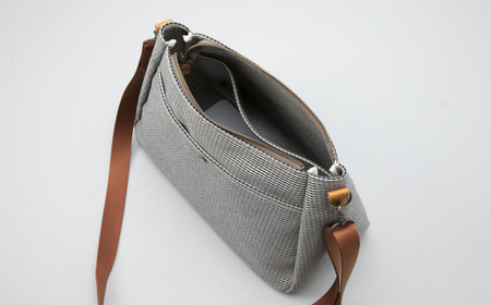 【J-197】ｋｉｉ工房　帆布かばん　プランプショルダー　千鳥柄【高島屋選定品】