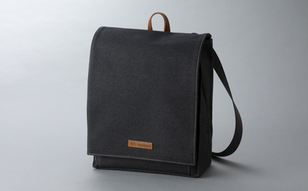 【J-202】Kii工房 帆布かばん ニューかぶせ型リュック 先染め黒 【高島屋選定品】