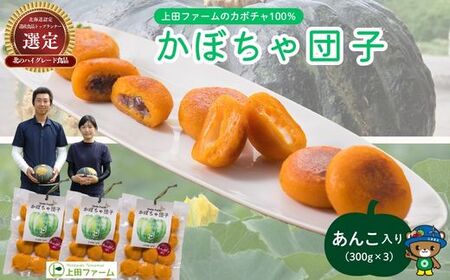 【NHKあさイチで紹介されました!】上田ファームのかぼちゃ団子(あんこ)300g×3 北海道産かぼちゃ使用 カボチャ だんご 国産 手作り おかず おやつ スイーツ 軽食 冷凍 南瓜 郷土料理 北海道 苫前町 とままえ ued04