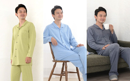 薄地天竺ニット テーラーカラー前開き メンズパジャマ 株式会社ラブリー 滋賀県 東近江市 D-G03 パジャマ 部屋着 ルームウェア 寝巻き 男性用 オーガニックコットン コットン100% 肌に優しい