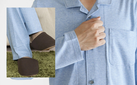 薄地天竺ニット テーラーカラー前開き メンズパジャマ 株式会社ラブリー 滋賀県 東近江市 D-G03 パジャマ 部屋着 ルームウェア 寝巻き 男性用 オーガニックコットン コットン100% 肌に優しい