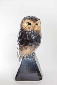 「コキンメフクロウ」置物 株式会社布引焼窯元 滋賀県 東近江市 C-D04 ブラウン グリーン ブルー グレー ふくろう 陶器 縁起物 知恵 女神 インテリア