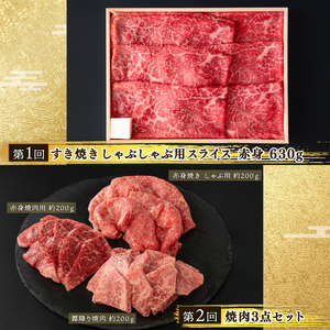 定期便 近江牛 食べ比べ 全6回 焼肉 すき焼き しゃぶしゃぶ