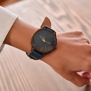 腕時計 ブルー ( 本革 時計 レザー 時計 ハンドメイド 時計 手作り