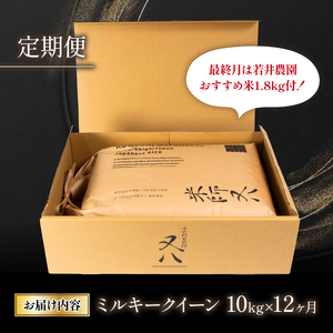 令和6年産 新米 12ヵ月 定期便 ミルキークイーン 10kg (金賞受賞農家 2024年産 おすすめ米1.8kg付 精米 