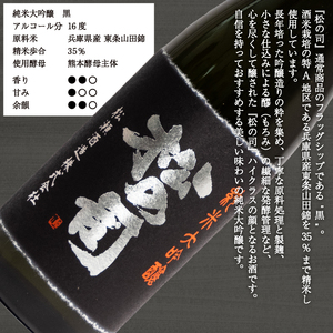 松の司 純米大吟醸 「黒」 純米大吟醸 「陶酔」  720ml セット 金賞 受賞酒造 (日本酒 飲み比べ 酒 清酒 地酒 純米酒 松の司 瓶 ギフト お歳暮 プレゼント 松瀬酒造 滋賀 竜王  